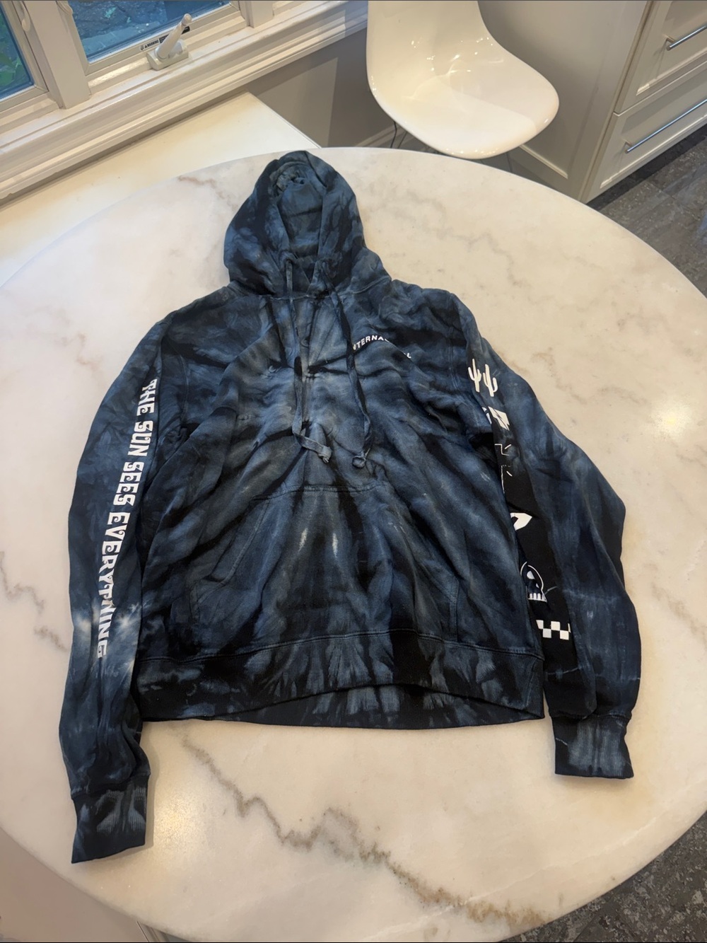 PARADISED Tie-Dye Ink Hooded Sweatshirt with Sleeve and back graphic